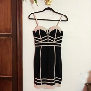 Retro style body con black and white dress